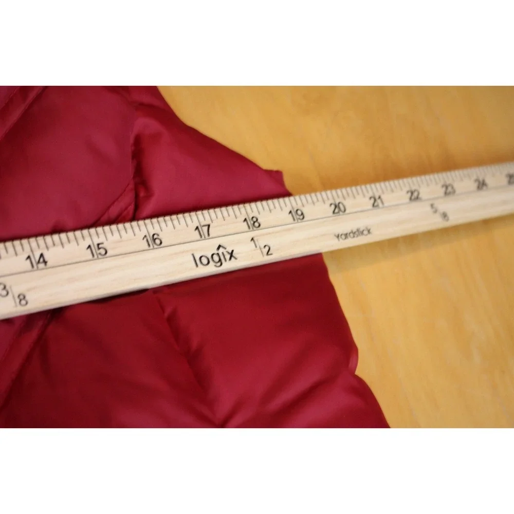 Eddie Bauer Vest Womens Medium Red Premium Goose Down Lightweight Zip Pockets